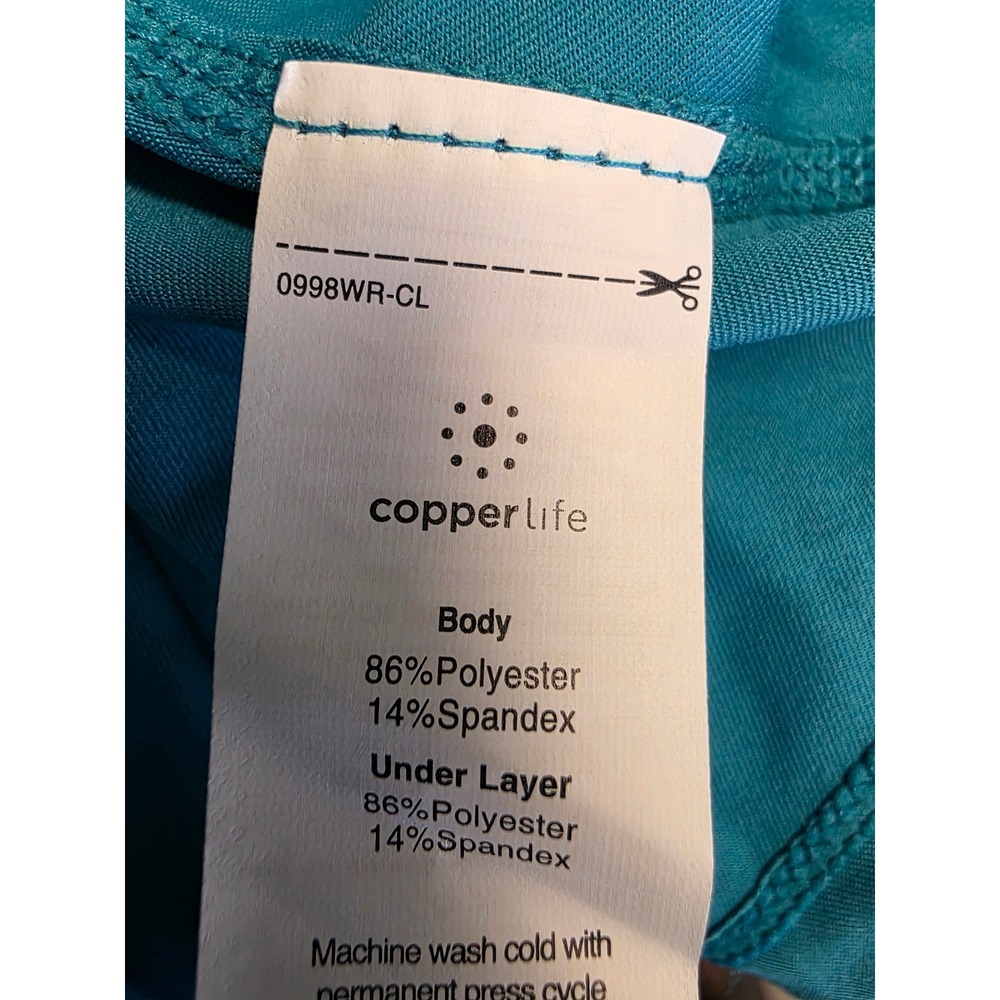Copper Life Tahitian Teal Peplum Short Sleeve Shirt XL‎ V-Neck Copper Znergy - Picture 7 of 7